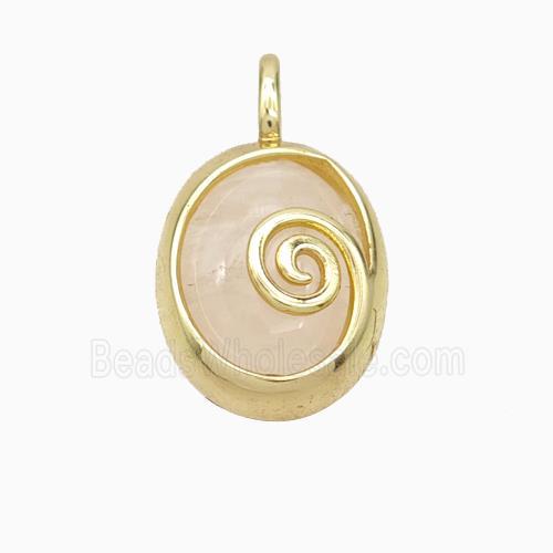 Copper Oval Pendant Pave Clear Quartz Gold Plated