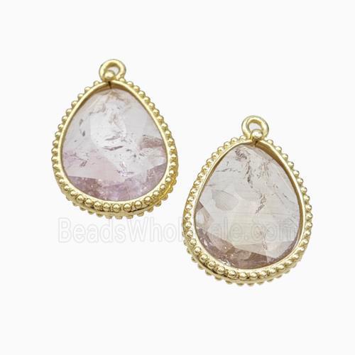 Natural Lt.purple Amethyst Teardrop Pendant Gold Plated