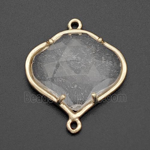 Clear Quartz FireBalloon Connector Gold Plated