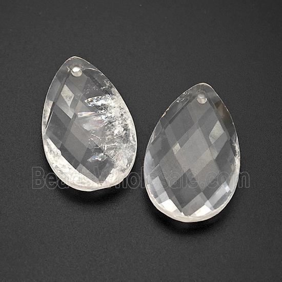 Natural Clear Quartz Pendant Faceted Teardrop