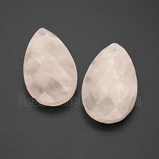 Natural Pink Rose Quartz Teardrop Pendant Faceted