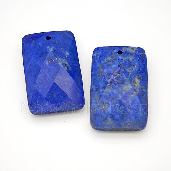 Natural Blue Lapis Lazuli Rectangle Pendant Faceted