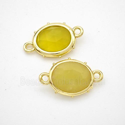 Lemon Jade Oval Connector Gold Plated