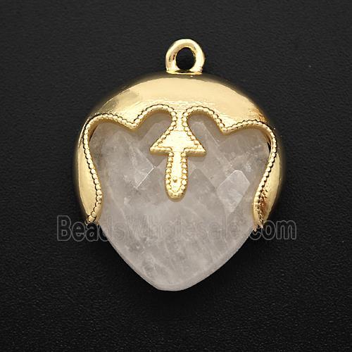 Natural Clear Quartz Face Pendant Gold Plated