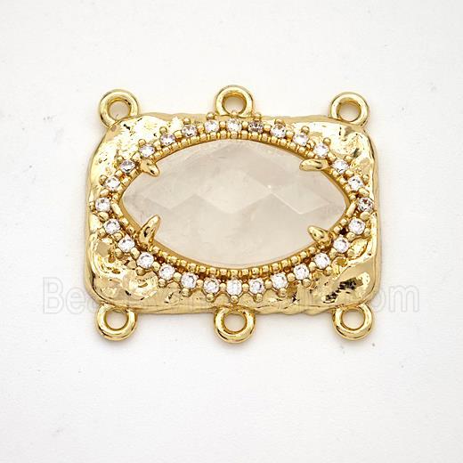 Clear Quartz Eye Connector Copper Pave Zirconia Gold Plated
