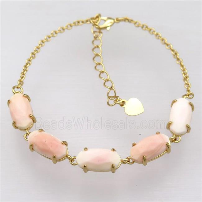 copper Bracelets with Queen Shell, Adjustable, gold plated