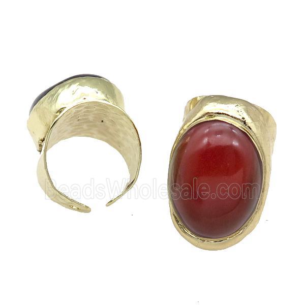 Copper Ring With Carnelian Gold Plated