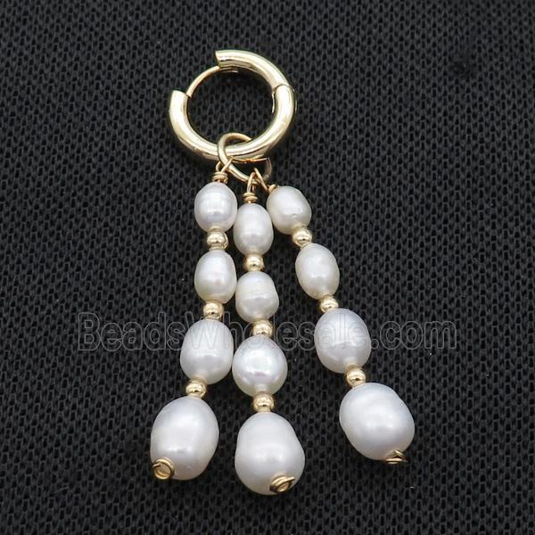 White Pearl Copper Hoop Earring Gold Plated