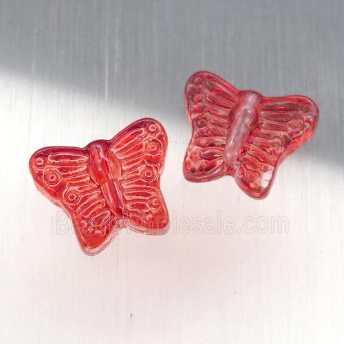 red crystal glass butterfly beads