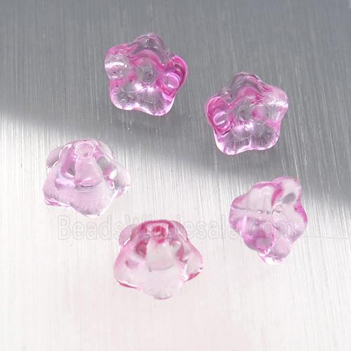 crystal glass flower beads, hotpink