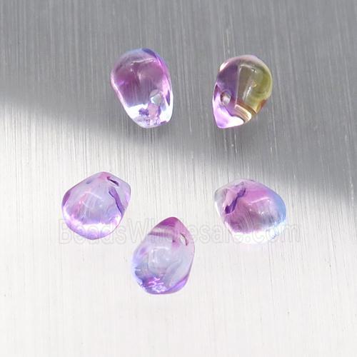 purple crystal glass teardrop beads