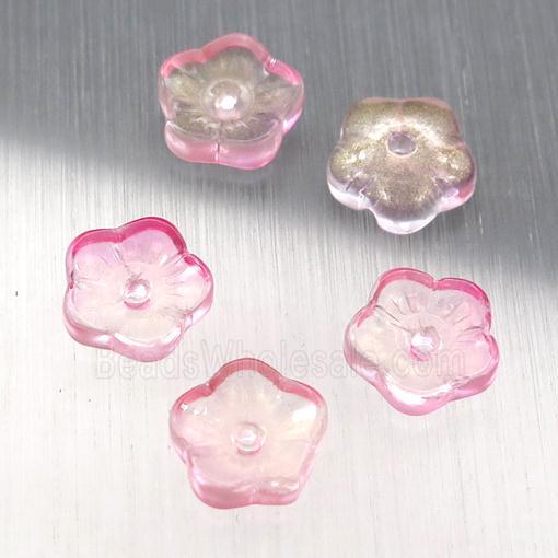 lt.pink crystal glass capbeads