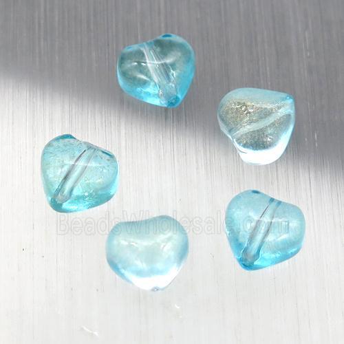 teal crystal glass heart beads