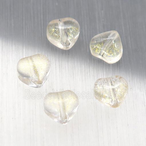 crystal glass heart beads, yellow