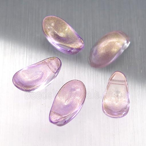 purple crystal glass petal beads
