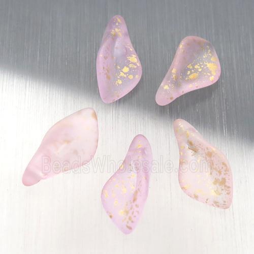pink crystal glass leaf beads