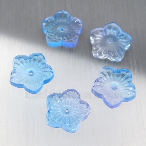 blue crystal glass flower beads