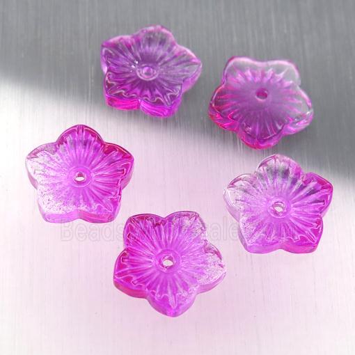 dp.hotpink crystal glass flower beads