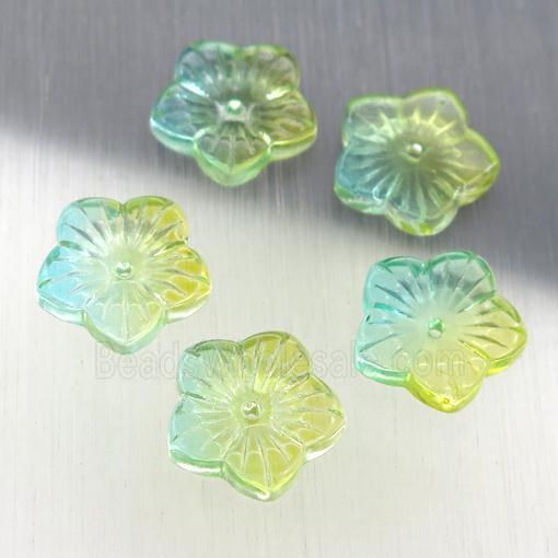 crystal glass flower beads, multicolor
