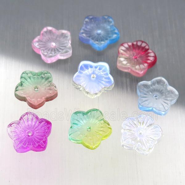 crystal glass flower beads, mixed color