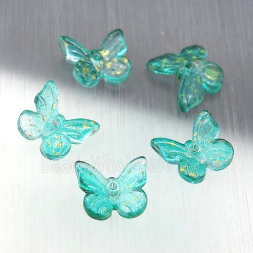 green crystal glass butterfly beads