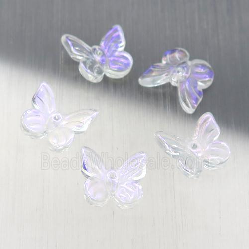 clear crystal glass butterfly beads, AB-color electroplated