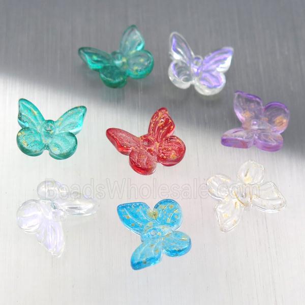 crystal glass butterfly beads, mixed color
