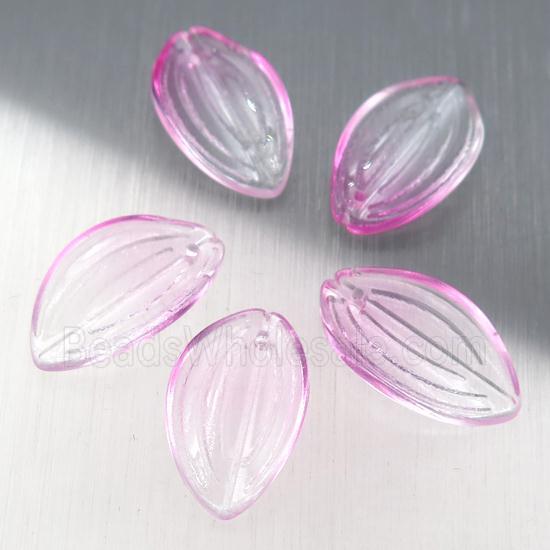 pink crystal glass petal beads