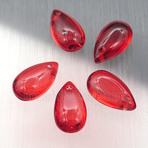 red crystal glass teardrop beads