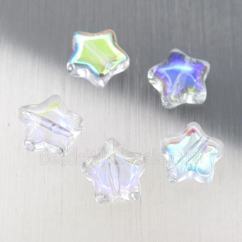 clear crystal glass star beads, AB-color electroplated