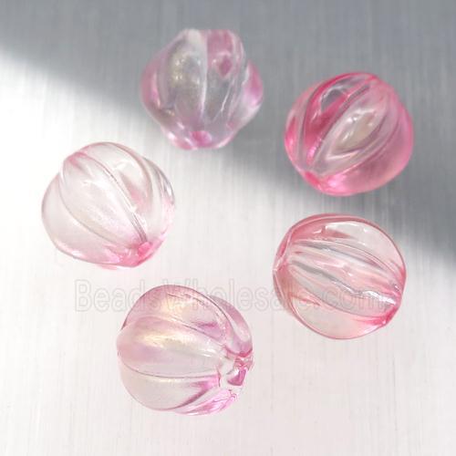 pink crystal glass melon beads