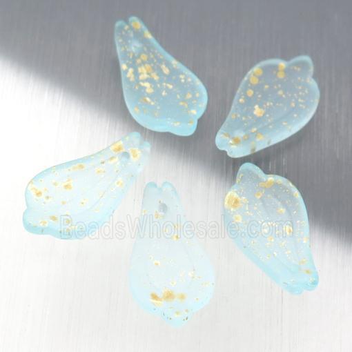matte jadeite glass petal beads, blue