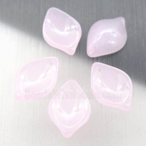 pink jadeite glass leaf beads