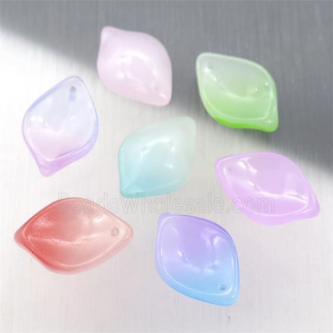 jadeite glass leaf beads, mixed color