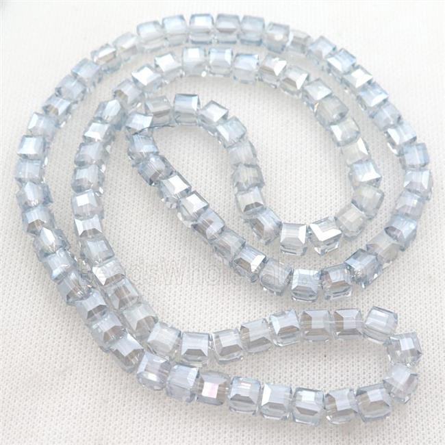 bluegray Chinese Crystal Glass Beads, faceted cube