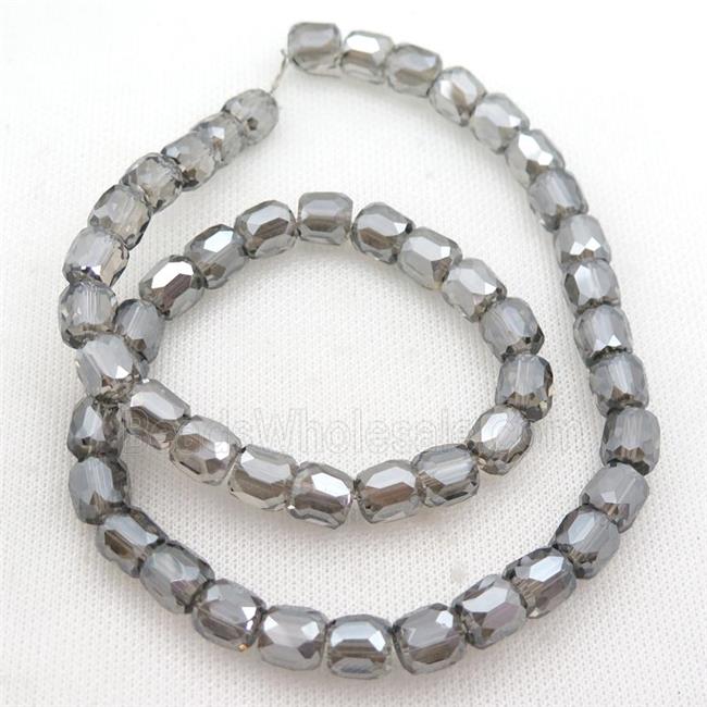 gray Crystal Glass Beads, faceted barrel