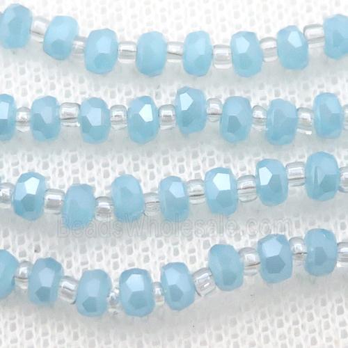 blue Jadeite Glass Beads, faceted rondelle
