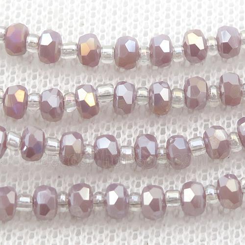 purple Jadeite Glass Beads, faceted rondelle