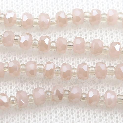 peach Jadeite Glass Beads, faceted rondelle