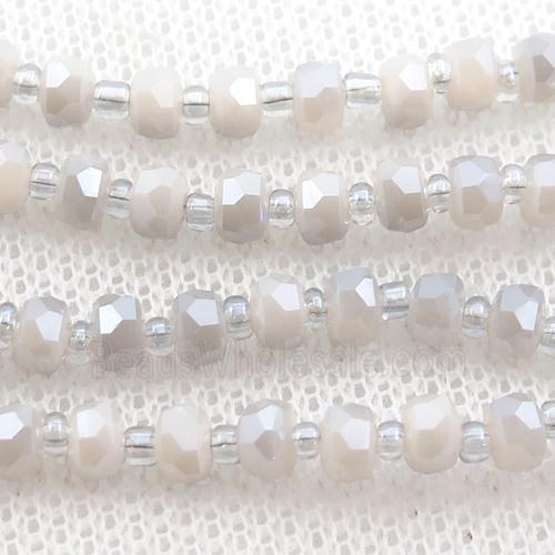 Jadeite Glass Beads, faceted rondelle
