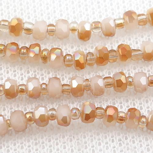 peach Jadeite Glass Beads, faceted rondelle