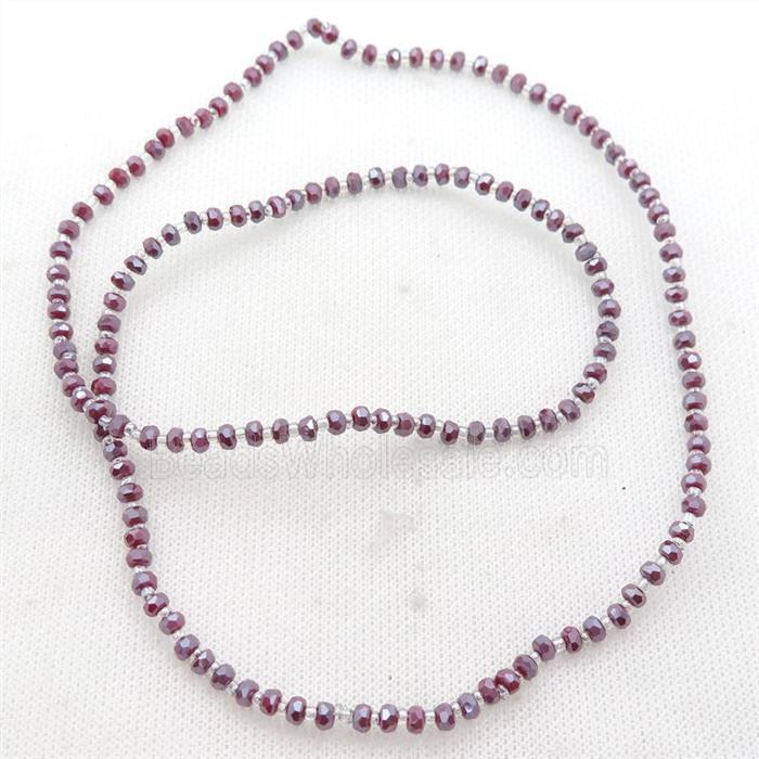 red Jadeite Glass Beads, faceted rondelle
