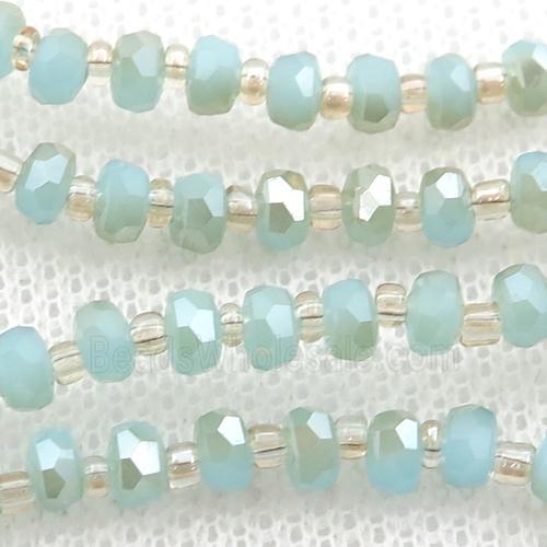 blue Jadeite Glass Beads, faceted rondelle