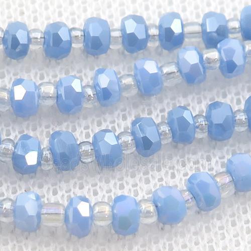 blue Jadeite Glass Beads, faceted rondelle