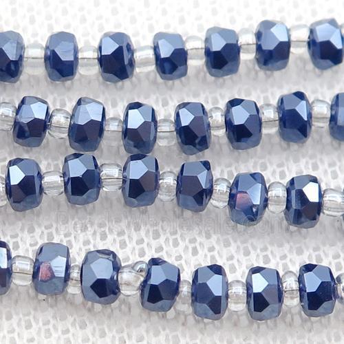 blue Crystal Glass Beads, faceted rondelle
