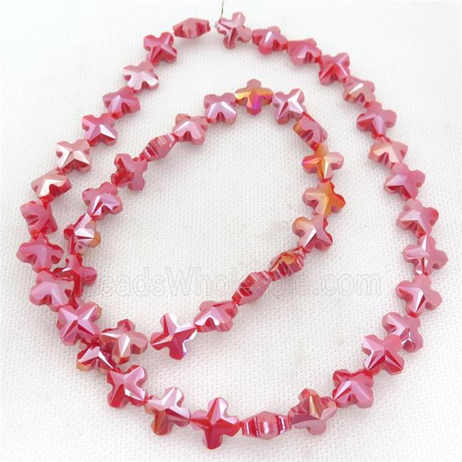 red Crystal Glass cross Beads