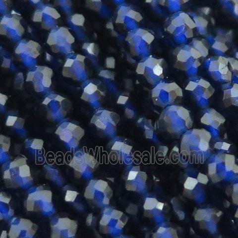 darkblue Cat eye stone Beads, faceted round, tiny