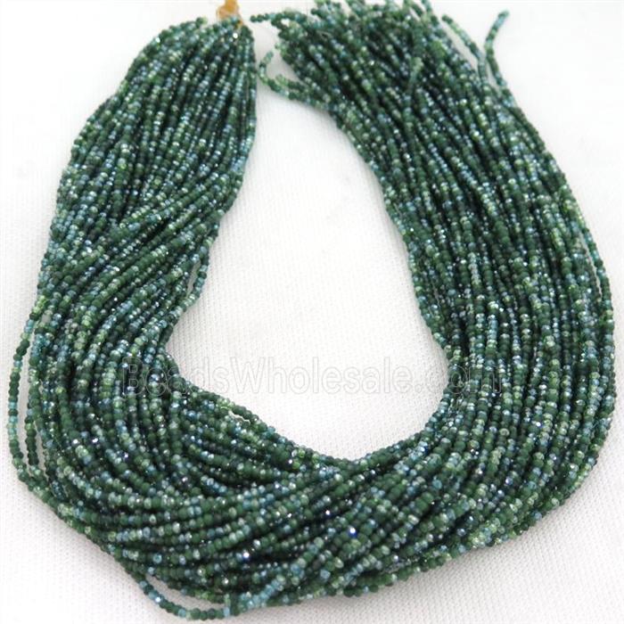 green Jadeite Glass beads, faceted rondelle