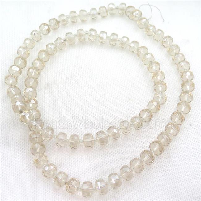 champagne Crystal Glass beads, faceted rondelle