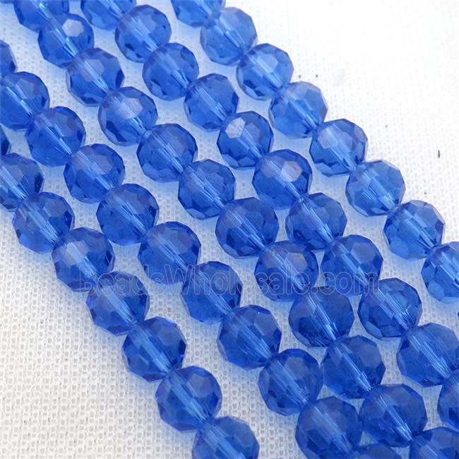 blue Crystal Glass Beads, faceted round